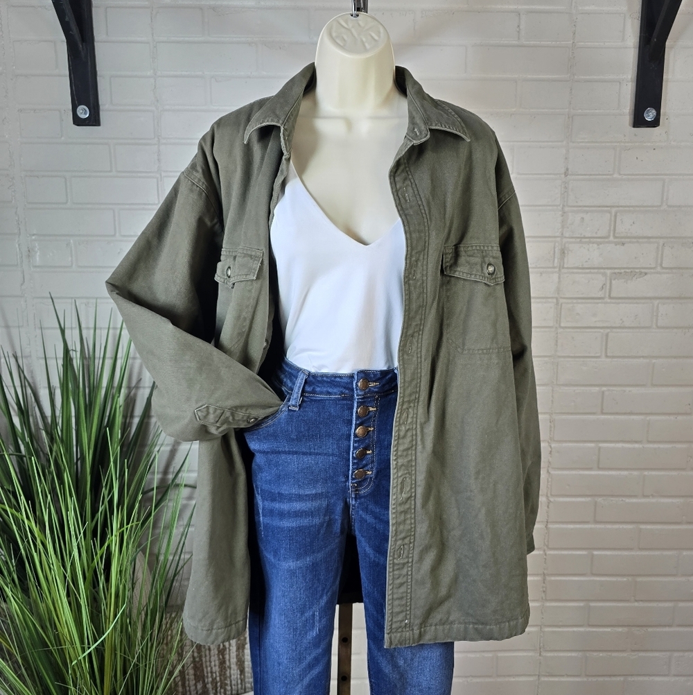 St Johns Bay Olive Green Barn Jacket Fleece Lined Large Extra Large - Picture 1 of 7